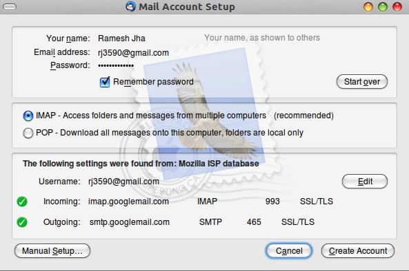 set up mail account in thunderbird