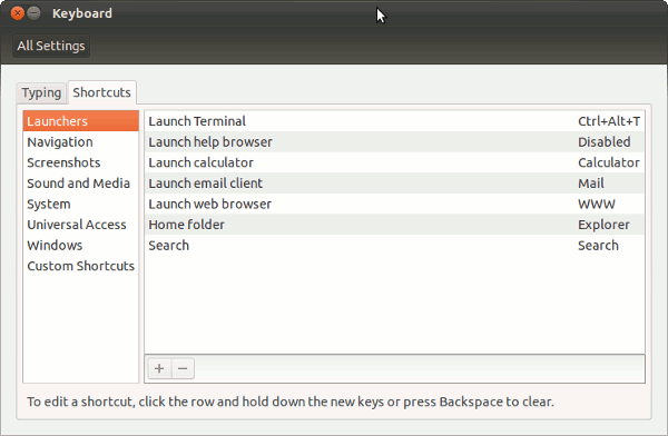 keyboard shortcuts in Ubuntu 11.10