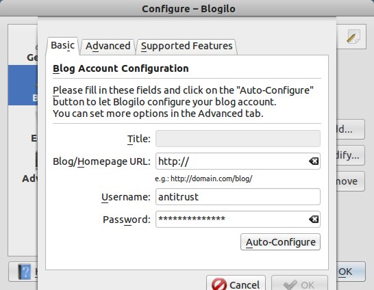 adding a blog in Blogilo