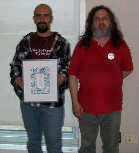 Fecon getting award from Stallman