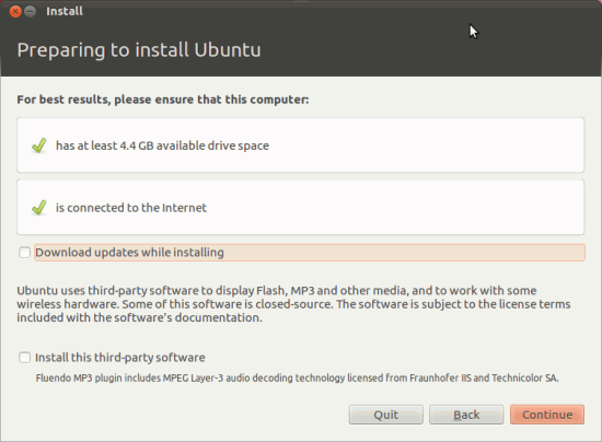 preparing to install Ubuntu